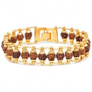 Gold Plated Rudraksha Bracelet for Men and Women  5 Mukhi Rudraksha Bracelet